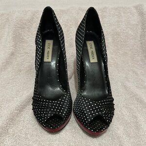 Steve Madden Black Stiletto Heels with white polka dots, size 10M